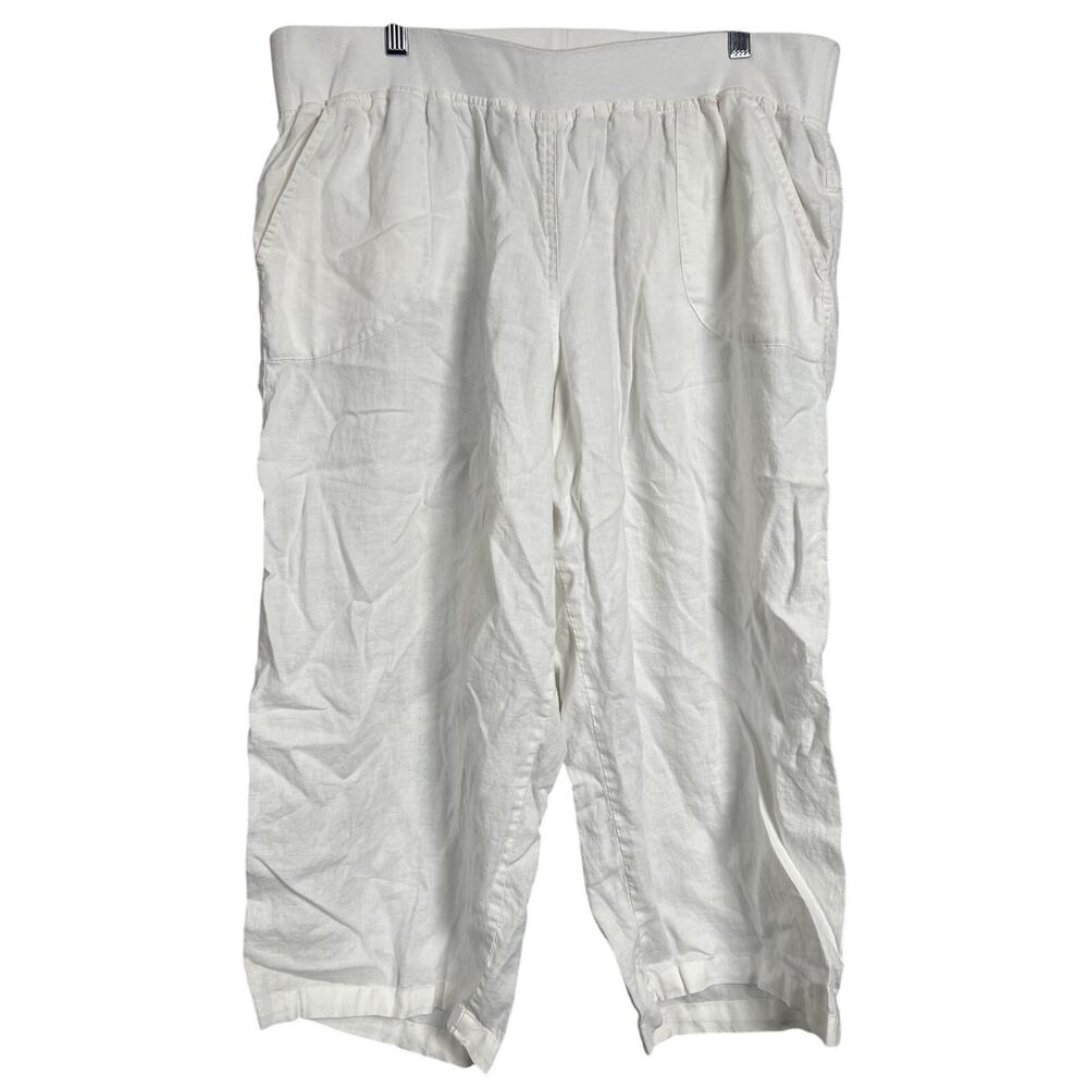 Allen Allen XL Linen Wide Leg Capri Pants Straight Leg